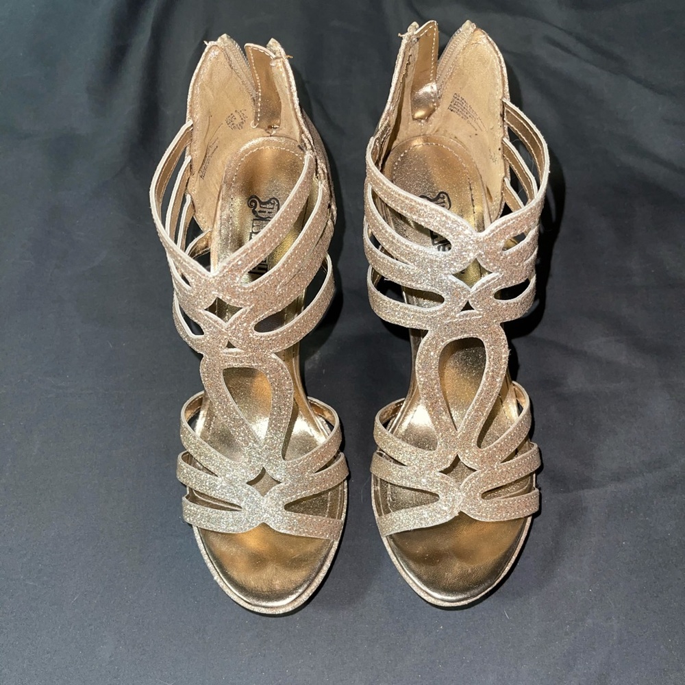 Gold sparkle heels